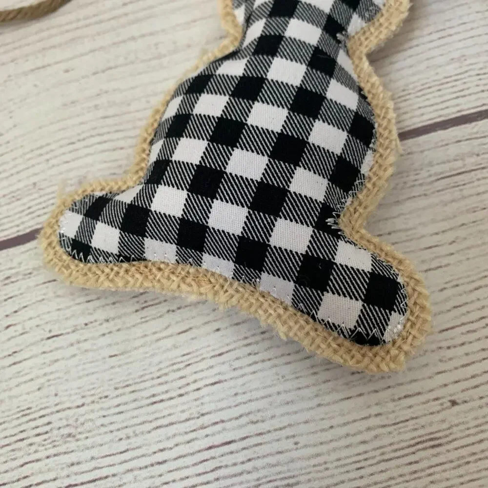 Rabbit Hill Farm Buffalo Plaid and Burlap Bunny Rabbit Garland Easter 6ft